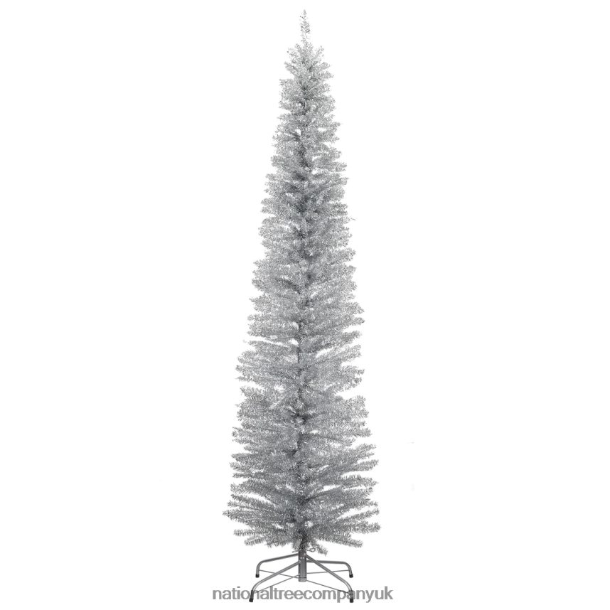 Trees | National Tree Company Artificial Christmas Tree Silver Tinsel Includes Stand 7 feet F2L4F47